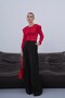 Women's Pleated Back Flap Detailed Palazzo Fabric Trousers