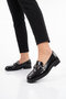 Stylish Comfortable Loafer Shoes with Buckle Women's Black Shiny Classic Casual Shoes Pc-56058