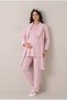 Women's Blue Shawl Collar Lace Long Sleeve Maternity Pajama Set with Easy Breastfeeding Dressing Gown - 4