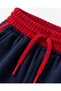 Navy Blue Red Striped Grunge Printed Tracksuit Set - 2