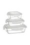Mixed Shape Glass Tiffin Set of 3 (320 ml + 370 ml + 1.04 L) with Blue Lids (12DSPL12) – Lea