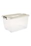 Cosmoplast 55L Clear Plastic Storage Box With Wheels & Lockable Lid (34.5x58.5x42.5cm)- Off White Of - 3