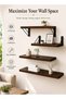 Topyich 4PCS Wood Floating Wall Shelves, Wall Mounted Storage Shelves with Brackets, Multi-Use Displ - 3