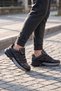 Lace-Up Rubber Sole Orthopedic Black-Smoked Men's Walking and Sports Shoes Sneaker 2427