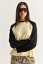 Women's Yellow-Black Regular Fit Raglan Sleeve Color Block Long Sleeve Sweatshirt 928 60286777 - 6