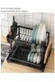 Haidue 2 Tier Foldable Dish Drying Rack with Utensil Holder & Cutting Board Holder & Drainboard Tray - 3