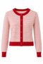 Red Stone Striped Heart Buttoned Cardigan - 5328