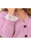 Women's Lace Sleeves V-Neck Knitwear Knitted Soft Cardigan - 3