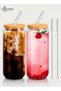 DAMCONME 20oz Glass Cups with Bamboo Lids and Glass Straws – Drinking Glasses Set of 2