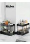 JoyousSto Pack Under Sink Organizers and Storage, 2-Tier Sliding Cabinet Basket Organizer with Hooks - 5