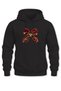 Unisex Christmas Themed Vintage Bow and Bell Printed Hooded Sweatshirt Hoodie
