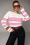 Women's Boat Neck Striped Knit Sweater