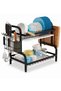 Toshionics 2 Tier Stainless Steel Dish Drying Rack with Utensil Holder, Cutting Board Holder & Remov