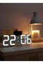 3D Wall Mounted Digital Alarm Clock White Digital Clock, Automatic Brightness Adjustable, 12/24-hour