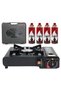 GO2CAMPS Camping Stove with 4-Piece Butane Gas Catridge -Two Way - Black/Orange/Red