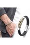 💎   Premium Shiny and Stylish Dalmatian Terra Natural Stone Leather Steel Men's Bracelet 31832B1D10 - 21 cm
