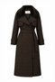 Quilted Fur Collared Belted Trench Coat Brown 13560 - 2