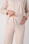 Women's Adjustable Waist Drawstring Maternity & Postpartum Pajama Set Ribbed Home Wear Set - 7