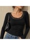 Women's Black 100% Cotton Lace Collar Long Sleeve Slim Fit Blouse - 4