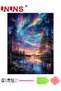 UNUNS Starry Sky Diamond Art Kits for Adults,5D Aurora Lake Diamond Painting Kits for Beginners, Fan