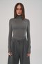 Cleo Long Sleeve Anthracite High Neck Blouse - 3