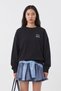 Oversize Sweatshirt Women's Black Crew Neck Drive in Printed - 2