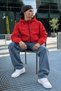 Men's Hooded Waterproof Casual Red Raincoat - 4