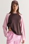 Women's Brown-Pink Regular Raglan Sleeve Color Block Long Sleeve Sweatshirt 928 60286777