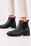 Women's Black Chelsea Boots with Side Elastic and Low Heel - 3