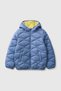 Boys' blue padded quilted puffer hooded jacket