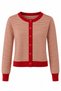 Red Beige Striped Heart Buttoned Cardigan - 5328