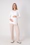 Women's Maternity & Postpartum Pajama Set with Hidden Layers and Nursing Compartment, Adjustable Waist, Lace-Up Ribbed Camisole Top and Bottom Set - 4