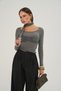 Essential Anthracite Blouse with Gathered Chest Detail