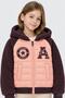 Girl's Quilted Plush Sleeve Hooded College Jacket - 2