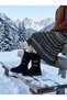Povin Women's Boots with Belt Buckle and Fur Inside, Genuine Leather Suede - 3
