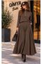 Buketli̇ Women's High-Neck Long-Sleeved Blouse, Pleated Loose Long Skirt, Top and Bottom Two-Piece Set - 7