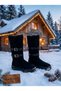 Povin Women's Boots with Belt Buckle and Fur Inside, Genuine Leather Suede