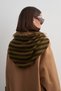 Striped Knitwear Shoulder Shawl Olive
