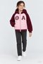 Girl's Quilted Plush Sleeve Hooded College Jacket - 6