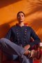 Gold Buttoned Stand Collar Knitwear Women's Napoleon Jacket - 4
