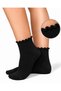 Women's Elasticless Black Ruffled Seamless Socks 3-Piece / Non-Marking / Non-Tightening Socks / Cotton