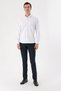 Men's White Trendy Jacquard Pattern Buttoned Collar Slim Fit Shirt - 4