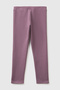 Girl's purple logo embroidered regular fit leggings - 2