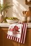 Red Striped Dish Drying Towel 35X50 cm Cotton Patterned Kitchen Cloth - 3