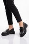 Buckle-Strapped Lightweight Comfortable Stylish Black Women's Classic Casual Shoes Loafer 1837 Z