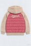 Girl's Quilted Plush Sleeve Hooded College Jacket - 7