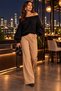 Women's Madonna Collar Balloon Sleeve Knitted Patterned Knitwear Sweater, Blouse - New Season Elegance and Timeless Chic - 7