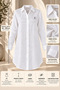 Women's Embroidered Linen White Hijab Tunic Shirt Slim Fit Cotton Soft Textured 95-100 cm Code:Jsw26-Ktg - 7