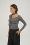 Essential Anthracite Blouse with Gathered Chest Detail - 3