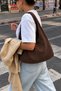 Suede Hobo Bag Brown - 2